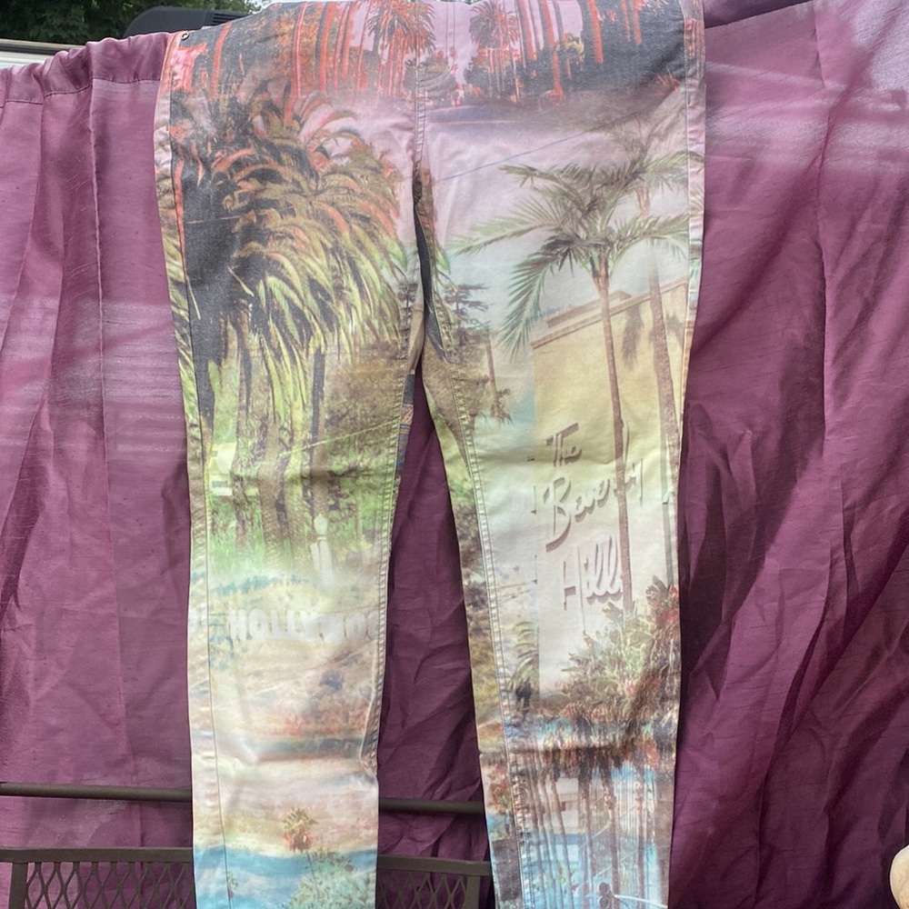 Tribal Travel Print Jeans - High-Rise Straight Leg - Size14 - Picture 7 of 13